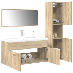 Juego de muebles de baño 4 pzas contrachapada roble Sonoma de , Muebles de baño - Ref: Foro24-3325025, Precio: 361,04 €, Desc...