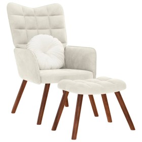 Sillón de relax con taburete terciopelo crema de , Sillones - Ref: Foro24-4016830, Precio: 148,83 €, Descuento: %