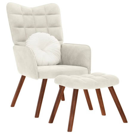 Sillón de relax con taburete terciopelo crema de , Sillones - Ref: Foro24-4016830, Precio: 148,83 €, Descuento: %