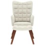 Sillón de relax con taburete terciopelo crema de , Sillones - Ref: Foro24-4016830, Precio: 148,83 €, Descuento: %