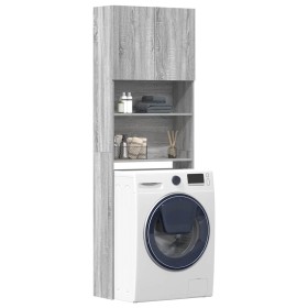 Armario de lavadora madera ingeniería gris sonoma 64x24x190 cm de , Accesorios para lavadoras y secadoras - Ref: Foro24-85913...