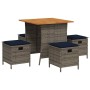 Set comedor de jardín 5 piezas con cojines ratán sintético gris de , Conjuntos de jardín - Ref: Foro24-365424, Precio: 232,88...