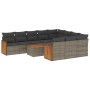 Set de sofás de jardín 11 pzas y cojines ratán sintético gris en Conjuntos de jardín | Comprar online en Foru.es