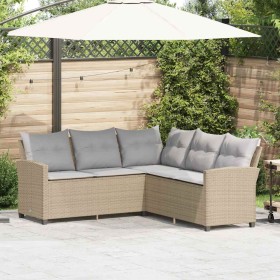 Sofá en forma de L con cojines ratán sintético beige de , Conjuntos de jardín - Ref: Foro24-365418, Precio: 336,05 €, Descuen...