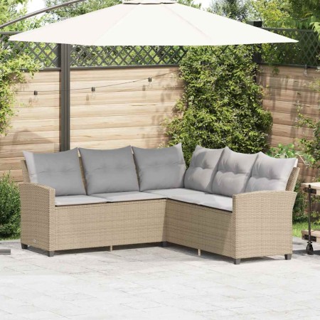 Sofá en forma de L con cojines ratán sintético beige de , Conjuntos de jardín - Ref: Foro24-365418, Precio: 336,05 €, Descuen...