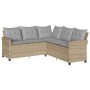 Sofá en forma de L con cojines ratán sintético beige de , Conjuntos de jardín - Ref: Foro24-365418, Precio: 336,05 €, Descuen...