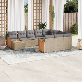 Set de sofás de jardín 11pzas con cojines ratán sintético beige en Conjuntos de jardín | Comprar online en Foru.es