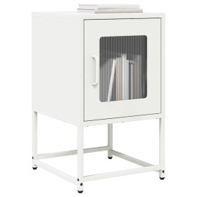 Mesita de noche de acero laminado en frío blanco 36x39x60,5 cm de , Mesitas de noche - Ref: Foro24-853331, Precio: 52,24 €, D...