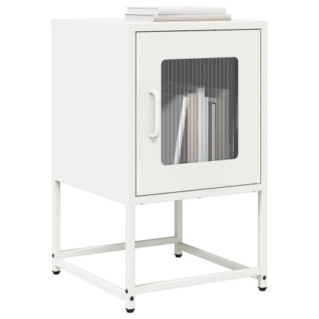 Mesita de noche de acero laminado en frío blanco 36x39x60,5 cm de , Mesitas de noche - Ref: Foro24-853331, Precio: 52,24 €, D...