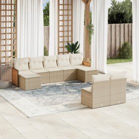 Set de sofás de jardín 9 pzas con cojines ratán sintético beige en Conjuntos de jardín | Comprar online en Foru.es