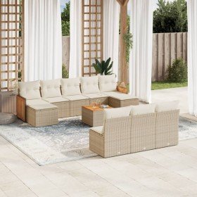 Set de sofás de jardín 11pzas con cojines ratán sintético beige en Conjuntos de jardín | Comprar online en Foru.es