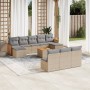 Set de sofás de jardín 11pzas con cojines ratán sintético beige en Conjuntos de jardín | Comprar online en Foru.es