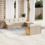 Set de sofás de jardín 9 pzas con cojines ratán sintético beige en Conjuntos de jardín | Comprar online en Foru.es