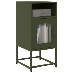 Mesita de noche de acero laminado verde oliva 36x39x78 cm de , Aparadores - Ref: Foro24-853414, Precio: 61,66 €, Descuento: %