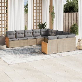 Set de sofás de jardín 11pzas con cojines ratán sintético beige en Conjuntos de jardín | Comprar online en Foru.es