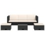 Set de muebles de jardín 4 pzas y cojines ratán sintético negro de vidaXL, Conjuntos de jardín - Ref: Foro24-43104, Precio: 4...
