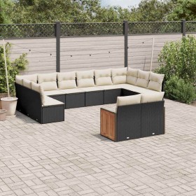Set de sofás de jardín 12 piezas cojines ratán sintético negro en Conjuntos de jardín | Comprar online en Foru.es