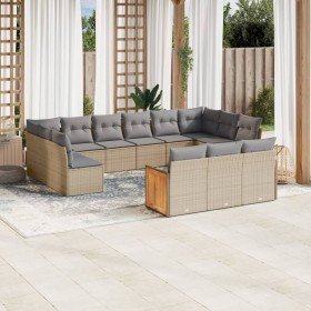 Set sofás de jardín con cojines 13 pzas ratán sintético beige en Conjuntos de jardín | Comprar online en Foru.es