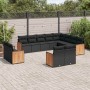Set de sofás de jardín 12 piezas cojines ratán sintético negro en Conjuntos de jardín | Comprar online en Foru.es