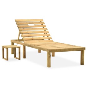 Tumbona de jardín con mesa de madera de pino impregnada de vidaXL, Tumbonas - Ref: Foro24-315395, Precio: 98,80 €, Descuento: %