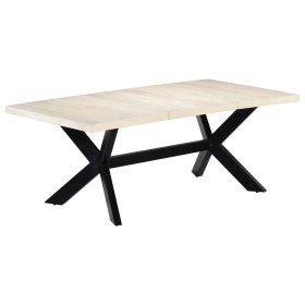 Mesa de comedor madera maciza de mango blanco 200x100x75 cm en Mesas de comedor | Comprar online en Foru.es