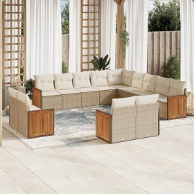 Set sofás de jardín con cojines 13 pzas ratán sintético beige en Conjuntos de jardín | Comprar online en Foru.es