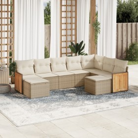 Set de sofás de jardín 9 pzas con cojines ratán sintético beige en Conjuntos de jardín | Comprar online en Foru.es