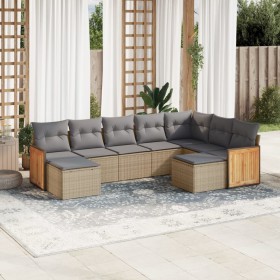 Set de sofás de jardín 9 pzas con cojines ratán sintético beige en Conjuntos de jardín | Comprar online en Foru.es