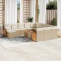 Set sofás de jardín con cojines 13 pzas ratán sintético beige en Conjuntos de jardín | Comprar online en Foru.es