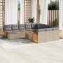 Set sofás de jardín con cojines 13 pzas ratán sintético beige en Conjuntos de jardín | Comprar online en Foru.es