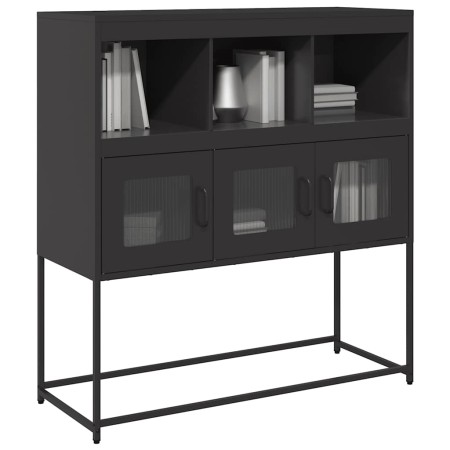 Aparador de acero laminado en frío negro 100,5x39x107 cm de , Aparadores - Ref: Foro24-853416, Precio: 114,72 €, Descuento: %