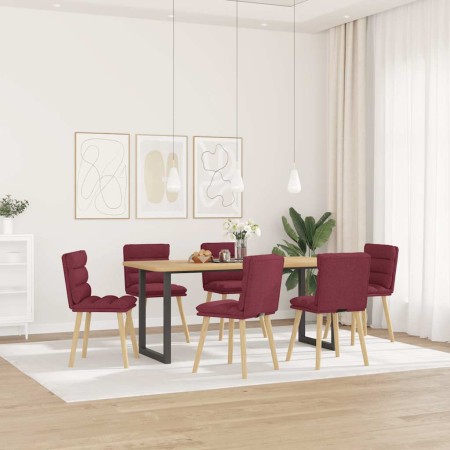 Sillas de comedor 6 unidades tela rojo tinto de , Sillas de comedor - Ref: Foro24-3315666, Precio: 325,74 €, Descuento: %