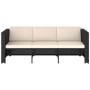 Set de muebles de jardín 4 pzas y cojines ratán sintético negro de vidaXL, Conjuntos de jardín - Ref: Foro24-43104, Precio: 4...