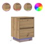 Mesilla de noche con luces LED roble artesanal 38x34x50 cm de , Mesitas de noche - Ref: Foro24-861299, Precio: 58,08 €, Descu...