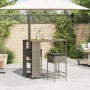 Juego de bar de jardín de 3 piezas con cojines ratán PE gris en Conjuntos de jardín | Comprar online en Foru.es