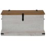 Baúl de almacenamiento HALDEN blanco 91x48x47 cm madera maciza de , Baúles de almacenamiento - Ref: Foro24-4018402, Precio: 1...