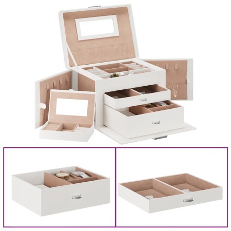 Joyero de 3 niveles con espejo y cerradura blanco 26x18x17,5 cm de , Soportes para joyería - Ref: Foro24-4103558, Precio: 46,...