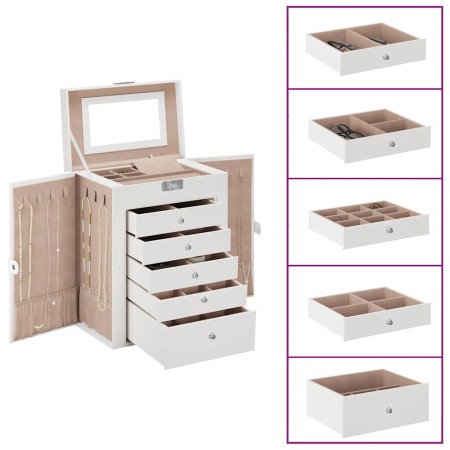 Joyero de 6 niveles con espejo y cerradura blanco de , Soportes para joyería - Ref: Foro24-4103564, Precio: 64,06 €, Descuent...