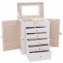Joyero de 6 niveles con espejo y cerradura blanco de , Soportes para joyería - Ref: Foro24-4103564, Precio: 64,06 €, Descuent...