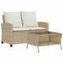 Sofá jardín de 2 plazas con cojín y mesa beige ratán sintético de , Sofás de exterior - Ref: Foro24-4103849, Precio: 211,22 €...