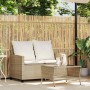 Sofá jardín de 2 plazas con cojín y mesa beige ratán sintético de , Sofás de exterior - Ref: Foro24-4103849, Precio: 211,22 €...