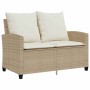 Sofá jardín de 2 plazas con cojín y mesa beige ratán sintético de , Sofás de exterior - Ref: Foro24-4103849, Precio: 211,22 €...