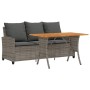 Sofá jardín de 3 plazas con cojín y mesa gris ratán sintético de , Sofás de exterior - Ref: Foro24-4103856, Precio: 309,93 €,...