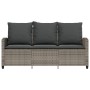 Sofá jardín de 3 plazas con cojín y mesa gris ratán sintético de , Sofás de exterior - Ref: Foro24-4103856, Precio: 309,93 €,...