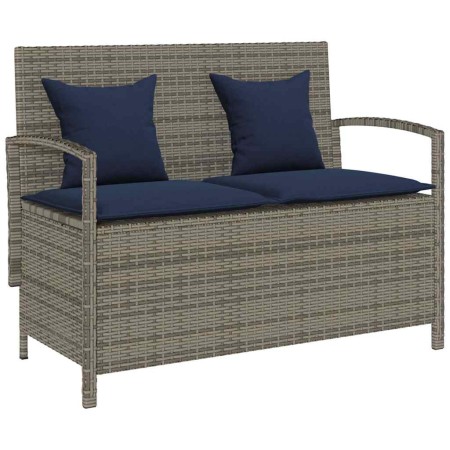 Banco de jardín con almacenaje y cojín gris ratán sintético de , Bancos de jardín - Ref: Foro24-4104218, Precio: 254,35 €, De...