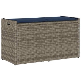 Banco de almacenaje con cojín gris 100 cm ratán sintético de , Bancos de jardín - Ref: Foro24-4104067, Precio: 136,14 €, Desc...