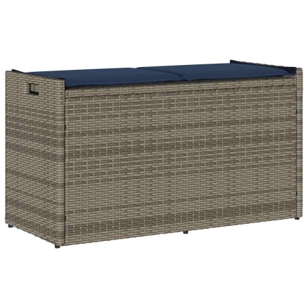 Banco de almacenaje con cojín gris 100 cm ratán sintético de , Bancos de jardín - Ref: Foro24-4104067, Precio: 136,14 €, Desc...