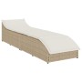 Tumbona plegable con cojín y espacio beige ratán sintético de , Tumbonas - Ref: Foro24-4104224, Precio: 233,92 €, Descuento: %