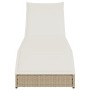 Tumbona plegable con cojín y espacio beige ratán sintético de , Tumbonas - Ref: Foro24-4104224, Precio: 233,92 €, Descuento: %