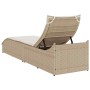 Tumbona plegable con cojín y espacio beige ratán sintético de , Tumbonas - Ref: Foro24-4104224, Precio: 233,92 €, Descuento: %